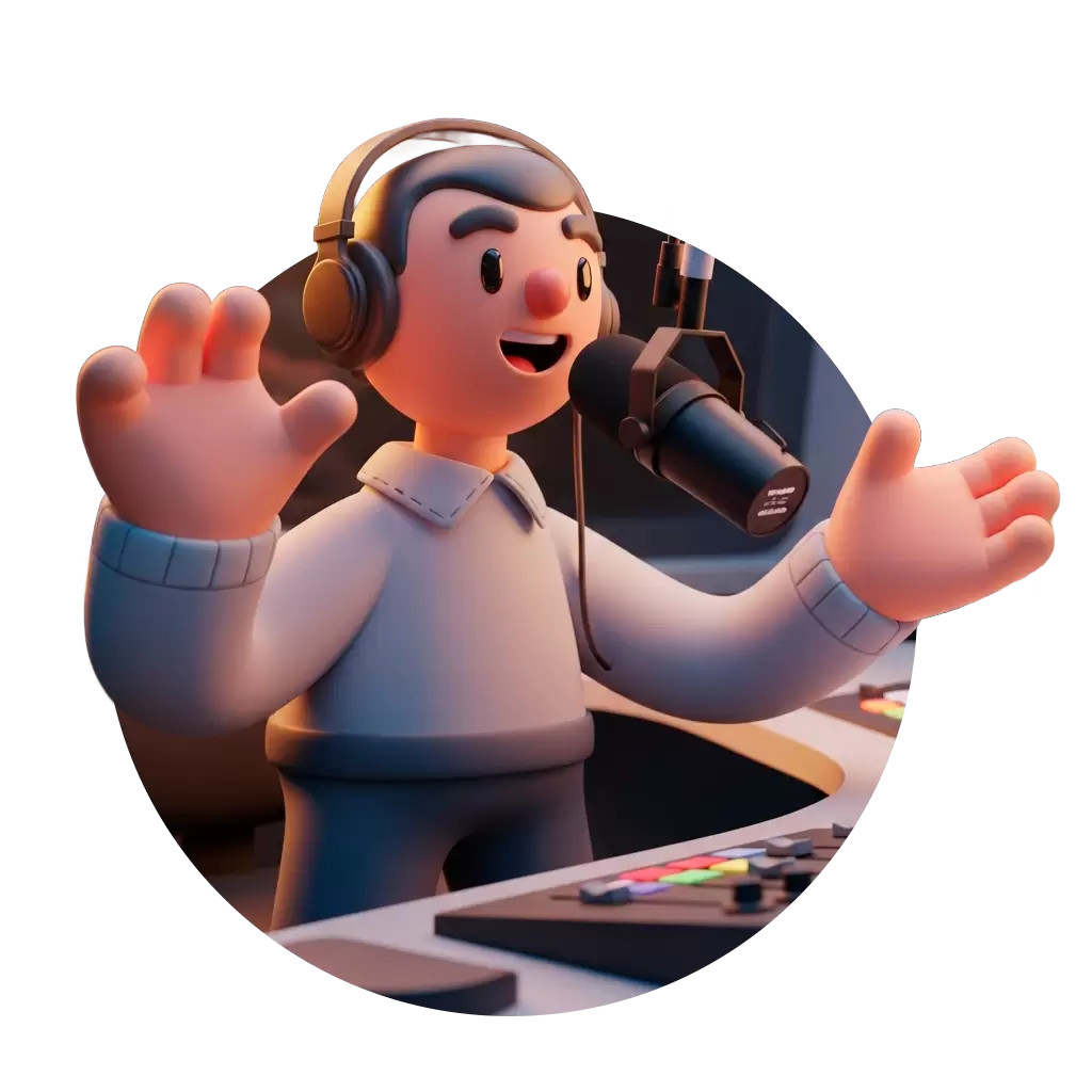 Locutor de Radio Master al micrófono